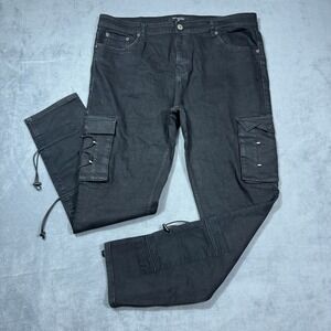 Serenade Jeans Mens 42x32 Black Cinch Cargo Stretch Denim Taper Slim Y2K Retro
